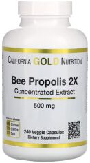 Акція на California Gold Nutrition Bee Propolis 2X Concentrated Extract Прополис 2X концентрированный экстракт 500 мг 240 вегетарианских капсул від Stylus