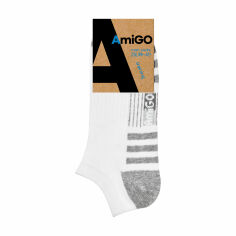 Акція на Шкарпетки чоловічі AmiGO спортивні, білі з сірими смужками, розмір 25 від Eva