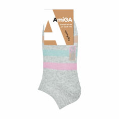 Акція на Шкарпетки жіночі AmiGA укорочені сірі зі смужками, розмір 23-25 від Eva