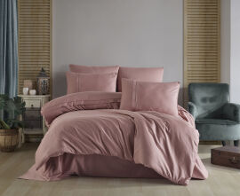 Акція на Постельное белье Plain pudra Premium Sateen Hobby пудра Двуспальный евро комплект від Podushka