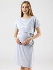 Акція на Нічна сорочка жіноча бавовняна для вагітних Roksana MOTHER 1168 2XL Світло-сіра від Rozetka