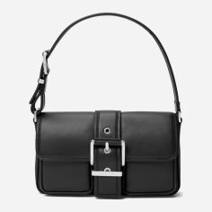 Акція на Сумка багет жіноча з натуральної шкіри Michael Kors 30S4SBAL2L-001 Чорна від Rozetka