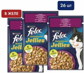 Акція на Влажный корм Felix Sensations Jellies для взрослых кошек кусочки в желе с уткой и шпинатом 26х85 г (7613039831281) від Stylus