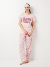 Акція на Піжама (футболка + штани) жіноча бавовняна Carla Mara 3063-2416*37 191 956 L Рожева від Rozetka