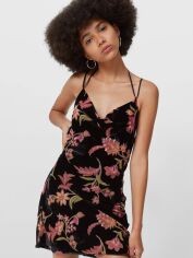 Акція на Плаття коротке літнє жіноче Stradivarius XAZ373412QKQL L Чорне з різнокольоровим від Rozetka