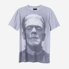 Акція на Футболка бавовняна довга чоловіча H&M XAZ198278HWOV XS Сіра з принтом від Rozetka