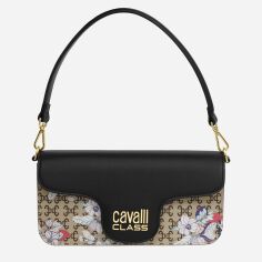 Акція на Сумка багет сідло жіноча зі штучної шкіри середня Cavalli Class Antonella CCHB00912300 Бежевий/Чорний від Rozetka