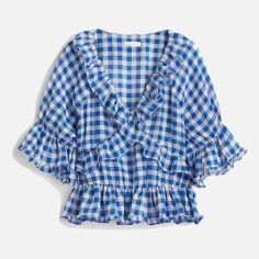 Акція на Блузка жіноча H&M 2001085ral XL Біла з синім від Rozetka