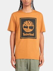 Акція на Футболка бавовняна довга чоловіча Timberland TB0A5WQQ M Бежевий/Чорний від Rozetka