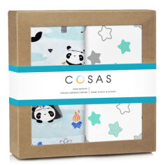 Акція на Набор пеленок Pandas Cs2 бязь Cosas 2 шт 80х100 см 2 шт від Podushka