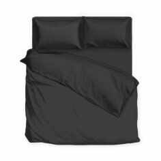 Акція на Комплект постельного белья сатин-страйп Silken SoundSleep черный Полуторный комплект від Podushka
