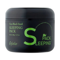 Акція на Гель-маска для обличчя esfolio Cica Black Snail Sleeping Pack з центелою азіатською та муцином чорного равлика, 100 г від Eva