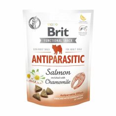 Акція на Ласощі для дорослих собак Brit Functional Snack Antiparasitic з лососем, 150 г від Eva