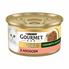 Акція на Вологий корм для кішок Purina Gourmet Gold Соковита насолода, з лососем, 85 г від Eva