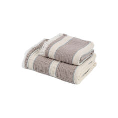 Акція на Полотенце Milana muslin beige-lead blue Lotus Home 45х100 см від Podushka