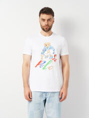 Акція на Футболка бавовняна довга чоловіча Polo Ralph Lauren 11349.2 2XL Біла з принтом від Rozetka