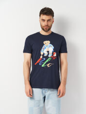 Акція на Футболка бавовняна довга чоловіча Polo Ralph Lauren 11349.3 S Темно-Синя з принтом від Rozetka