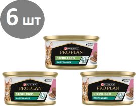 Акція на Вологий корм для котів Purina ProPlan Sterilised стерилізованих з лососем 6х85 г (12458938) від Y.UA