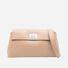 Акція на Сумка жіноча зі штучної шкіри середня Calvin Klein K60K612143-0HF Бежева від Rozetka
