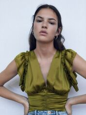 Акція на Топ жіночий Zara XAZ318602CYMJ M Зелений від Rozetka