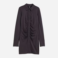 Акція на Сукня-сорочка коротка осіння жіноча H&M 1070577_чорн XS Чорна від Rozetka