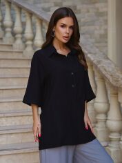 Акція на Сорочка оверсайз жіноча ISSA PLUS 14784 XL Чорна від Rozetka