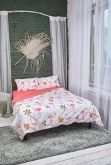 Акція на Комплект постільної білизни Drimota King Size 220x240 см Фламінго Ranforse від Rozetka