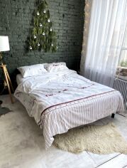 Акція на Комплект постільної білизни Drimota сімейний 2 x 145x215 см Новорічні хатинки Ranforse від Rozetka