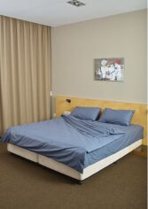 Акція на Комплект постільної білизни Drimota сімейний 2 x 145x215 см Indigo Сатин страйп від Rozetka
