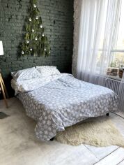 Акція на Комплект постільної білизни Drimota King Size 220x240 см Сірі сніжинки Ranforse від Rozetka