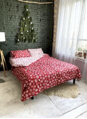 Акція на Комплект постільної білизни Drimota King Size 220x240 см Сніжинки Ranforse від Rozetka