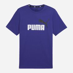 Акція на Футболка бавовняна чоловіча Puma Ess+ 2 Col Logo Tee 58675905 M Синя від Rozetka