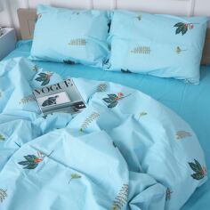 Акція на Комплект постільної білизни MirSon King Size 220х240 см Бязь 17-4736 Green leaves від Rozetka