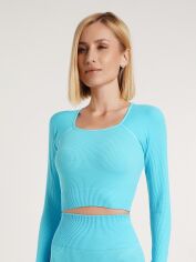 Акція на Топ в рубчик жіночий Giulia Crop Top Rib One Size Sky blue від Rozetka