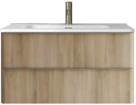 Акція на Тумба підвісна ROYO Dai C0074610 з умивальником Beauty 124782 Nordic Oak від Rozetka