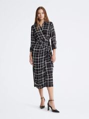Акція на Сукня із заходом міді осіннє жіноче Calvin Klein 59130070 4 Чорна/Біла від Rozetka
