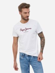 Акція на Футболка бавовняна чоловіча Pepe Jeans London 684216364 XL Біла від Rozetka