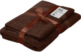 Акція на Набір 2 махрових рушники Ardesto Splendid для ванної 70x140 + 50x90 см Коричневий від Rozetka