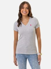Акція на Футболка бавовняна жіноча U.S. Polo Assn. 214920-0140A L Сіра від Rozetka