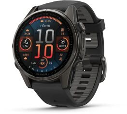 Акція на Garmin Fenix 8 Amoled 43mm Sapphire Carbon Grey Dlc with Black/Pebble Grey Silicone Band (010-02903-21) від Stylus