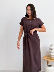 Акція на Плаття-футболка міді літнє жіноче ARTKNIT Маргарет XL Шоколадне від Rozetka