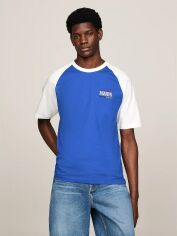 Акція на Футболка бавовняна довга чоловіча Tommy Hilfiger MW36971-C66(Ultra Blue-Ecru) L Синя від Rozetka