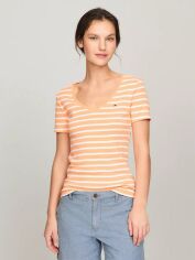 Акція на Футболка бавовняна жіноча Tommy Hilfiger 174434160 XL Помаранчева від Rozetka