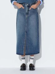 Акція на Спідниця джинсова міді осіння пряма жіноча Uniqlo 30125753 27 Синя від Rozetka