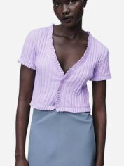 Акція на Топ жіночий Zara 6050332629a M Ліловий від Rozetka