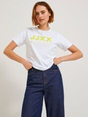 Акція на Футболка бавовняна довга жіноча JJXX XAZ423724YIBL XS Біла з принтом від Rozetka