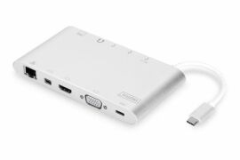 Акція на Digitus Adapter USB-C to USB-C+ VGA+3xUSB 3.0+HDMI+RJ45+MiniDP Silver (DA-70861) від Stylus