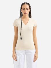 Акція на Футболка бавовняна жіноча Armani Exchange 68796488 XXL Бежева від Rozetka
