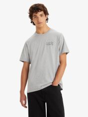 Акція на Футболка бавовняна довга чоловіча Levi's 290468229 S Сіра з принтом від Rozetka