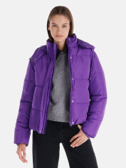 Акція на Куртка демісезонна коротка з капюшоном жіноча Colin's CL1064976PRP XL Фіолетова від Rozetka